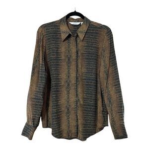 Paris Atelier & Other Stories Womens Size 4 Brown Snake Print Button Down Blouse